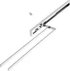 A polished chrome towel rack with two arms, shown disassembled. Produktbild-Vorschau