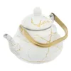 A white and gold marbled teapot is shown against a white background. Podgląd zdjęcia produktu