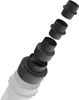 A set of black plastic adapters for a vacuum cleaner hose, shown in an exploded view against a white background. Produktbild-Vorschau