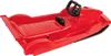 A red plastic sled with a black steering wheel and seat. Produktbild-Vorschau