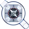 A top-down view of a blender jar with blades. Voir les images du produit