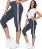 Damen Leggings 3/4 Streifen Hohe Taille Blickdicht Weich Produktbild-Vorschau 1