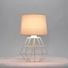 Tischleuchte Weiß H: 34 cm klein E27 Stoff Metall Modern Produktbild-Vorschau 3