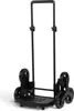 A black rolling cart with three wheels on each side, designed for carrying items. Podgląd zdjęcia produktu