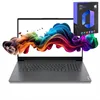 A laptop with a colorful abstract design on the screen, and a box of Microsoft Office software next to it. Produktbild-Vorschau
