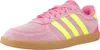 A single pink Adidas sneaker with yellow stripes and a brown sole is shown against a white background. Produktbild-Vorschau