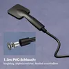 A black showerhead and hose with an inset showing the connection components. Produktbild-Vorschau
