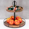 Etagere Holz 2 Etagen H38cm Akazienholz Schwarz Natur Produktbild-Vorschau 5