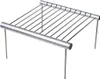 A silver metal grill rack with thin metal bars and four legs, shown against a white background. Produktbild-Vorschau