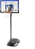 A portable basketball hoop with a clear backboard and orange rim, shown on a white background. Produktbild-Vorschau