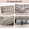 KLAM HOME Loungesessel Retro-Sessel Braun-weiß Karomuster Produktbild-Vorschau 4