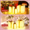 Collage showing illuminated Christmas gift boxes used indoors and outdoors. Podgląd zdjęcia produktu