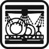 An illustration of dishes being washed in a dishwasher. Produktbild-Vorschau