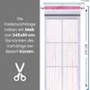 A graphic showing a window with a string curtain and text providing product dimensions and instructions. Náhled obrázku produktu