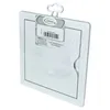 A white revision door is shown in its packaging, hanging from a hook. A label with product information is attached to the packaging. Podgląd zdjęcia produktu