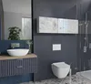 A modern bathroom with a wall-mounted cabinet, sink, and toilet. Produktbild-Vorschau