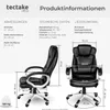 Product information and dimensions for a black office chair. Voir les images du produit