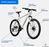 A diagram of a white mountain bike with various parts labeled in German. Produktbild-Vorschau