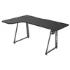A black L-shaped desk with metal legs against a white background. Podgląd zdjęcia produktu