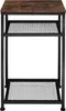 A product shot of a small side table with a wooden top and two metal mesh shelves, presented against a white background. Produktbild-Vorschau