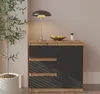 Kommode 80 cm Eiche Wotan / Anthrazit, 3 Schubladen, 1 Tür, Produktbild-Vorschau 3