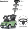 A green Land Rover Defender ride-on toy with adjustable parent handle. Náhled obrázku produktu