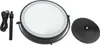 A black makeup mirror with LED lights and its accessories are laid out on a white background. Podgląd zdjęcia produktu
