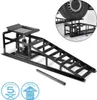 A black hydraulic car ramp with a jack is shown from a diagonal angle. Náhled obrázku produktu