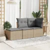Gartenhocker mit Kissen Beige 55x55x37 cm Poly Rattan Produktbild-Vorschau 3