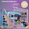 Łóżko piętrowe z biurkiem i schowkiem, oświetleniem LED, Podgląd zdjęcia produktu 2
