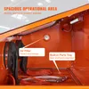 Interior view of an orange sandblasting cabinet, highlighting features like an air filter and a parts tray. Produktbild-Vorschau