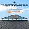 A close-up view of a gazebo roof with text and graphics explaining its features. Produktbild-Vorschau