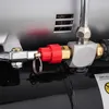 A close-up view of an air compressor's valve and fittings. Podgląd zdjęcia produktu
