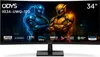 A curved gaming monitor with a futuristic graphic on the screen. Produktbild-Vorschau