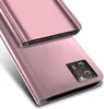 A rose gold flip case for a smartphone is shown from a diagonal angle, highlighting its reflective surface and camera cutout. Produktbild-Vorschau