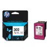 A product shot of an HP 302 tri-color ink cartridge and its packaging. Náhľad obrázku produktu
