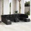 vidaXL Gartensofa-set mit Kissen 10 pcs Schwarz Polyrattan Produktbild-Vorschau 2
