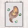 Mr. & Mrs. Panda Bild Otter Seerose DIN A2 - Grau Pastell - Produktbild-Vorschau 2