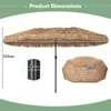 COSTWAY Dubbele parasol met zonne-LED, 450x260cm, PE Productafbeelding-voorbeeld 3