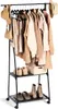 A black metal garment rack with clothing, hats, and shoes on display. Anteprima dell’immagine prodotto