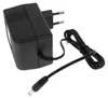 A black power adapter with a European plug and a coiled cable with a DC barrel connector. Produktbild-Vorschau