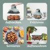 A collage of four images showing the different uses of a Ninja CRISPi air fryer: attaching the lid, frying food, serving food, and storing food. Anteprima dell’immagine prodotto