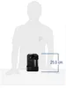 A diagram showing the dimensions of a coffee machine relative to a person's torso. Produktbild-Vorschau