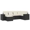 vidaXL 6-tlg. Garten-Sofagarnitur mit Kissen Schwarz Poly Produktbild-Vorschau 1
