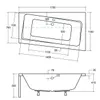 Technical drawing with dimensions of a bathtub. Produktbild-Vorschau