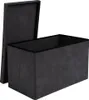 A gray storage ottoman with its lid open, shown against a white background. Voir les images du produit