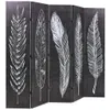 Składany Parawan, 200 X 170 Cm, Motyw Piór, Czarno-Biały Podgląd zdjęcia produktu 1