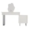 A white vanity table with a large, irregularly shaped mirror and a separate drawer unit. Náhľad obrázku produktu