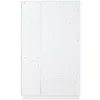 The back view of a white wardrobe with multiple panels and visible screw holes. Produktbild-Vorschau
