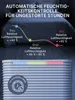 A diagram illustrating automatic humidity control with color-coded levels and a product detail shot. Produktbild-Vorschau